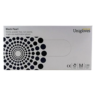Image of Black Pearl Nitrile, Powder Free, Non Sterile, Single Use Examination Gloves Medium 100 (1 box)