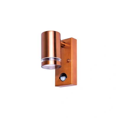 Image of Outdoor Stainless Steel GU10 PIR Down Wall Light Copper Integral LED