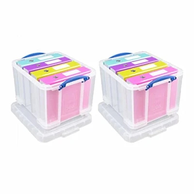 Image of Really Useful 35 Litre Plastic Storage Boxes Clear (Pack of 2)