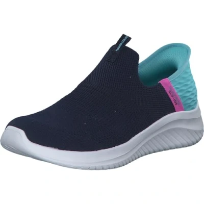 Image of Skechers Ultra Flex 3.0 Fresh TIME Sneaker, Navy Mesh/Turquoise Trim, 11 UK