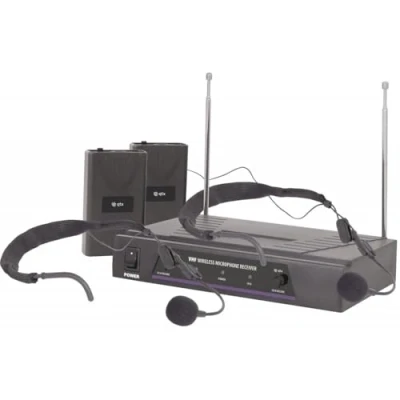 Image of qtx 2 x Neckband Wireless Microphone System Complete with Head/Neck band Microphones &amp; beltpacks