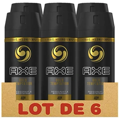 Image of Axe Gold Temptation Deodorant Spray without Aluminium Pack of 6 x 150 ml