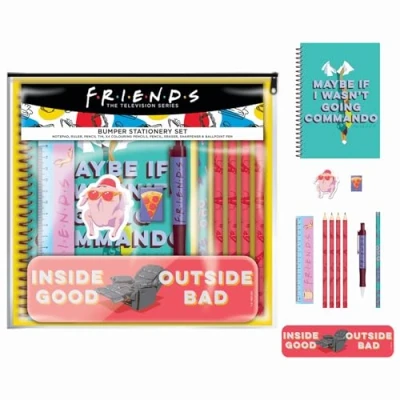 Image of Friends A5 Lined Notebook and Bumper Stationery Set (Quotes References Design) Official Merchandise