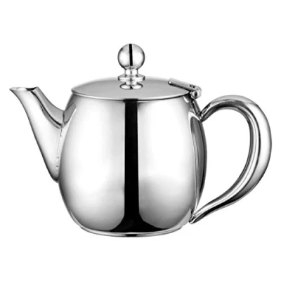 Image of Café Olé BUT 048 Buxton Teapot, 48oz (1.3 Litre) 18/10 Stainless Steel Tea Pot with Stay Cool Handles, Spill Free Spout, Mirror Finish, 1.3 liters, High Gloss Polish