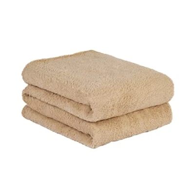 Image of Brentfords Teddy Fleece Blanket Large Throw Over Bed Plush Super Soft Warm Sofa Bedspread, Natural Latte 150 x 200 cm