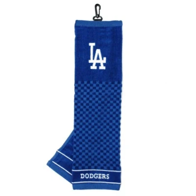 Image of Team Golf MLB Los Angeles Dodgers Embroidered Towel Towel, Checkered Scrubber Design, Logo