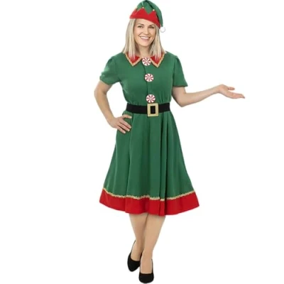 Image of Funidelia Elf Costume for woman Christmas Costumes adults, accessory fancy dress &amp; props Halloween, carnival parties Size L Green