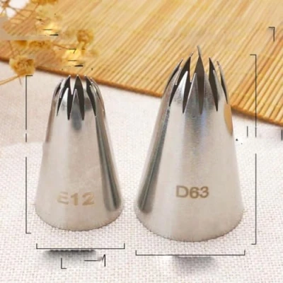 Image of D63 E12 Piping Nozzle Cake Decorating Icing Tips Stainless Steel Tube Baking &amp; Pastry Tools Bakeware