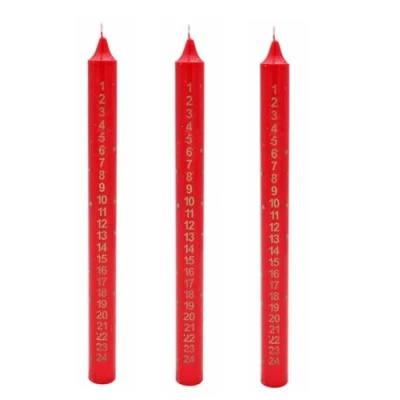 Image of SKYTE® Pack of 3 Traditional Christmas Advent Candle, Countdown to Christmas, Red 506060