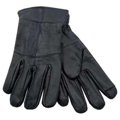 Image of Mens Touchscreen Leather Gloves Thinsulate Lined Thermal Winter Driving Outdoor, L XL, Black