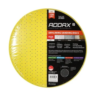 Image of TIMCO Drylining Sanding Discs 120 Grit Yellow 225mm