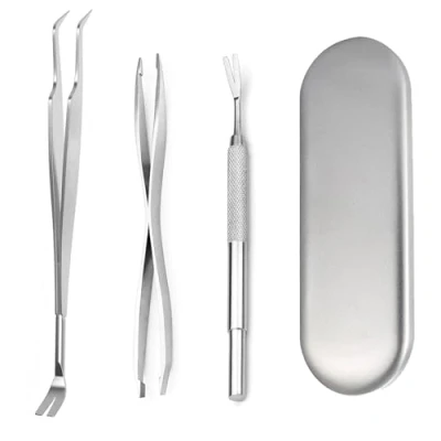 Image of jatimdotin 3Pcs Tick Remover Tool, 2 in 1 Remover, Professional Stainless Steel for Dogs, Cats, Humans, with Tweezers, Shovel and Storage Box