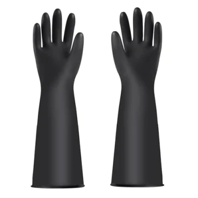 Image of YONG SHENG Heavy Duty Latex Gloves, Chemical Resistant Industrial Resist Strong Acid, Alkali and Oil, Rubber Garden Gloves (Thicker, 45CM)