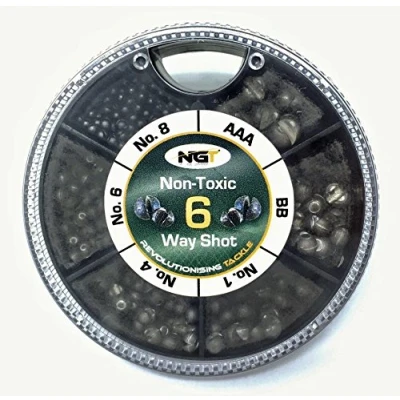 Image of NGT 6 Way Dispenser Non Toxic Fishing Split Shot AAA, BB, 1,4,6,8
