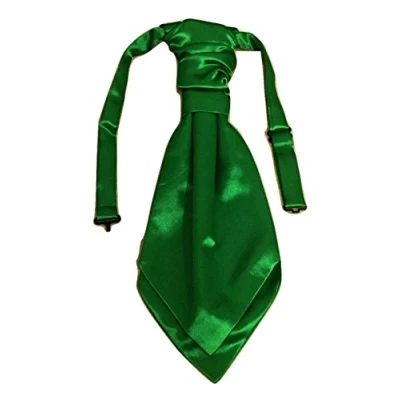 Image of Kids Boy Children Satin Wedding Ruche Cravat Tie Party Event (Green)