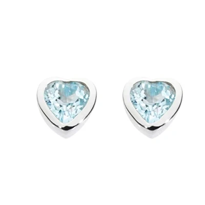 Image of Dew Women&#039;s Sterling Silver and Blue Topaz Heart Stud Earrings