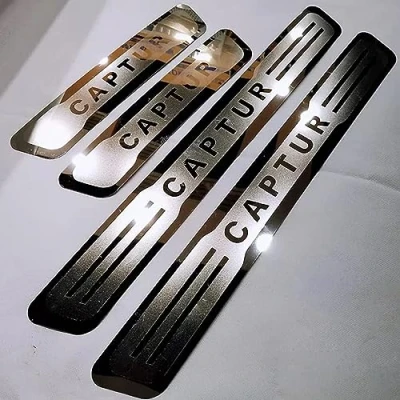 Image of 4pcs Car Door Sill Protector for REN Ault CAPTUR 2014 2021 Threshold Scuff Plate Stainless Steel Stickers Styling Accessories,Silver