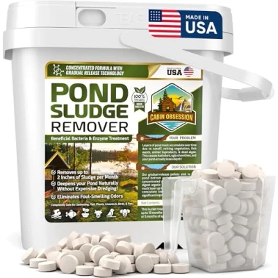 Image of Pond Sludge Remover 5 Pounds Beneficial Bacteria &amp; Enzyme Treatment 100% Natural Muck Digester Safe for All Aquatic Life and Recreation Made in The USA