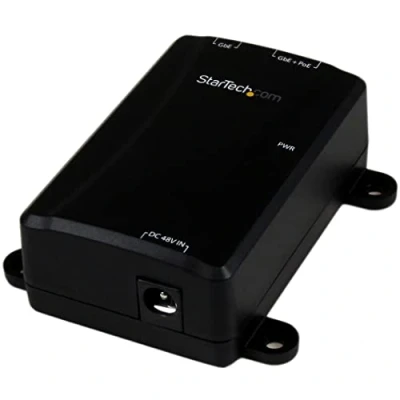 Image of StarTech.com POEINJ1G 1 Port Gigabit Midspan, PoE+ Injector, 802.3at and 802.3af, Wall Mountable Power Over Ethernet Injector Adapter