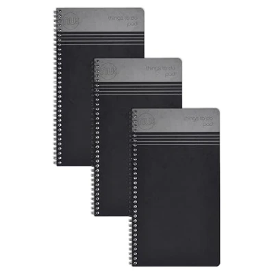 Image of nu: Notebooks Craze Cloud Range Things to Do Pad Wirebound Notebook Stationery Ruled Notepad Black Multipack of 3