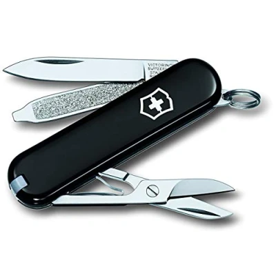 Image of Victorinox Classic SD Swiss Army Knife, Pocket Small, Multi Tool, 7 Functions, Scissors, Nail File, Black