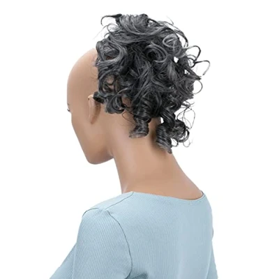 Image of CAISHA Hairpiece Scrunchy Updo Hairstyles Voluminous Curly Messy Bun Ash Gray Mix G22L
