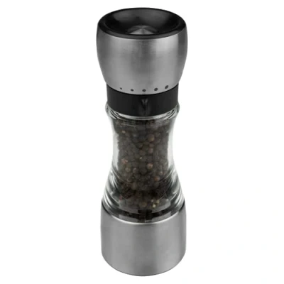 Image of Grunwerg PM 413 Pepper Mill, Stainless Steel, Satin Steel &amp; Clear Acrylic