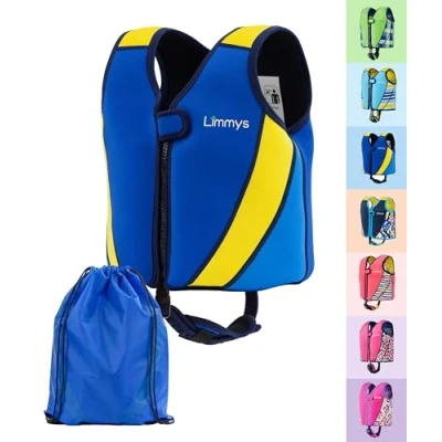 Image of Limmys Premium Kids Swim Vest Toddler Jacket, and Buoyancy Swimming Aid Modern Design for Boys, Girls Babies Drawstring Bag Included