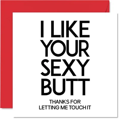 Image of Funny Anniversary Card for Girlfriend Boyfriend I Like Your Sexy Butt Bum Happy Birthday Wife Husband Partner Fiance Her Him, 145mm x Wedding Valentines Greeting Cards