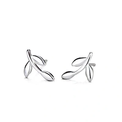 Image of Belons 925 Sterling Silver Elegant Leaves Stud Leaf Earrings for Women Girls