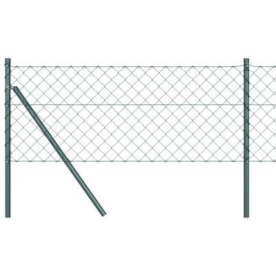 Image of vidaXL Chain Link Fence with 7 Posts 0.8x10 m Galvanised Steel Green