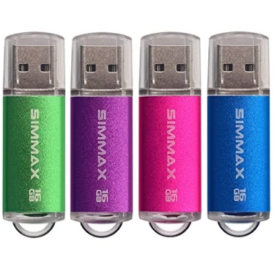 Image of Memory Stick 4 Pack 16GB USB 2.0 Flash Drives Thumb Drive Pen by SIMMAX (16GB Green Purple Pink Blue)