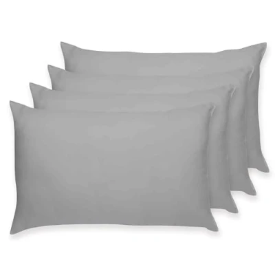 Image of Rayyan Linen 4 Pack Pillow Cases 100% Egyptian Cotton 200 Thread Counts 50 x 75 cm (Grey Silver)