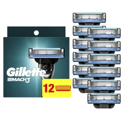 Image of Gillette Mach3 Razor Blade Refill Cartridges For Men, # 8559 12 Ea