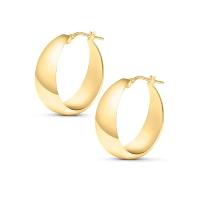 Image of Amberta Women Handmade 925 Sterling Silver Chunky Hoop Earrings: Thick Gold Earrings 25 mm