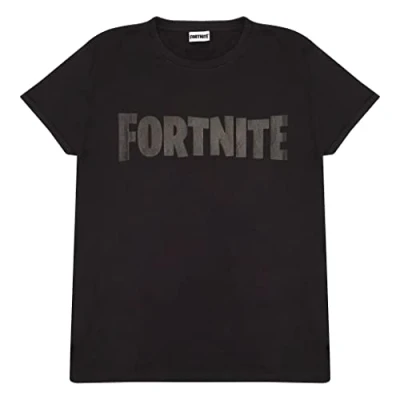 Image of Fortnite Text Logo Boyfriend Fit T Shirt, Womens, S 5XL, Black/Black, Official Merchandise