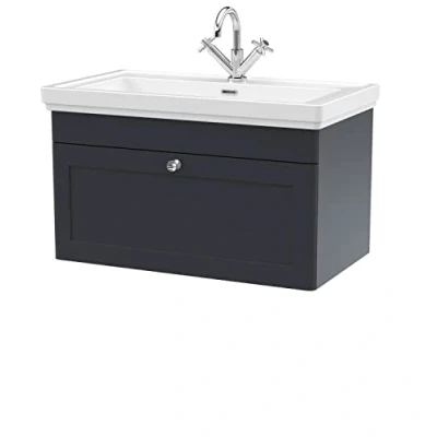 Image of Eastlake Malvern Wall Hung Bathroom Vanity Unit with Basin Black 800mm
