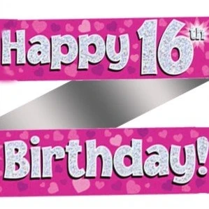 Image of Oaktree UK 624481 Party Banner, Pink, 9 ft