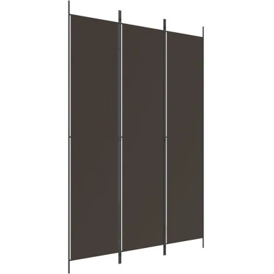 Image of vidaXL 3 Panel Room Divider Brown 150x220 cm Fabric
