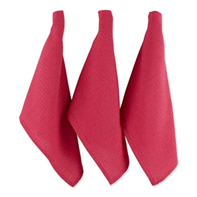 Image of DII Dish Towel Set, Cotton, Pink, 18x26
