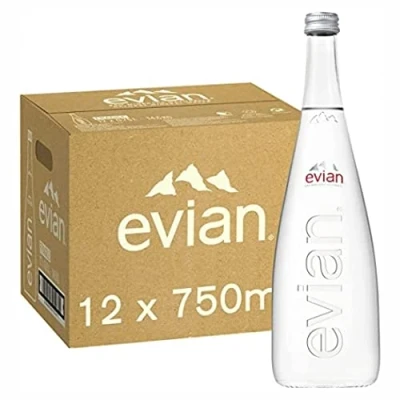 Image of ( 12 Pack ) Evian Still Natural Mineral Water Glass Bottle 750ml