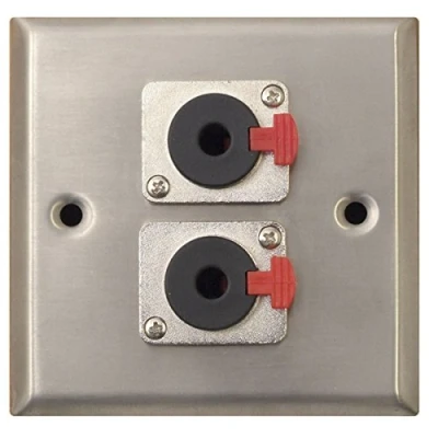 Image of Metal AV Wall Plate with 2 x 6.35 mm Jack Socket