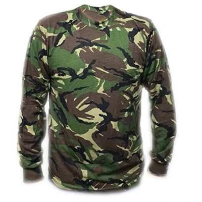 Image of HS Distributors Men&#039;s Woodland Camouflage Camo Army Long Sleeve T Shirt Top Shooting Hunting New (XXXX Large, Camouflage)