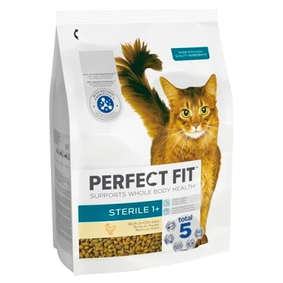 Image of Perfect Fit Sterile Adult 1+ Complete Dry Cat Food for Cats Aged Years, Rich in Chicken, 3 Bags (2.8 kg)