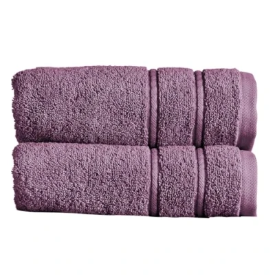 Image of Christy Antalya Hand Towels Set of 2 100% Turkish Cotton 600GSM Soft Plush Luxury Towel 50cm x 90cm Quick Dry Fig Purple