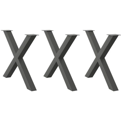 Image of vidaXL Dining Table Legs X Shaped 3 pcs Anthracite 90x(72 73) cm Steel