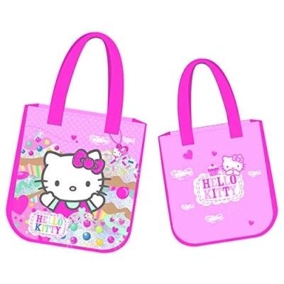 Image of HELLO KITTY CUP CAKE GIRLS LARGE TOTE SHOPPER TRAVEL HAND LUGGAGE BAG PINK NEW