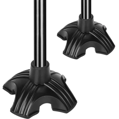 Image of supregear 2 Pack Cane Tip Self Standing Heavy Duty Quad Rubber Replacement for Walking (19mm) Stable Four Point Non Slip Folding Stick Accessory Foot Pad