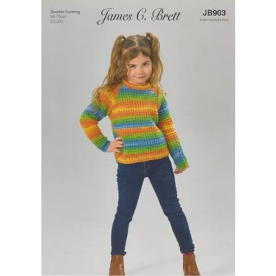 Image of James Brett Kids Sweater Double Knitting Pattern Childrens Jumper (JB903)