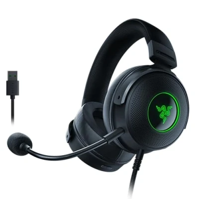 Image of Razer Kraken V3 HyperSense Wired USB Gaming Headset with Haptic Technology (TriForce Titanium 50 mm Drivers, THX Spatial Audio, Detachable HyperClear Cardioid Mic) Black